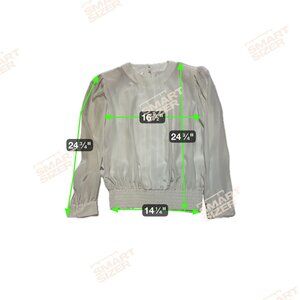 Vintage Ivory Long-Sleeve Blouse With Elastic Waist & Button Closure Womens Size